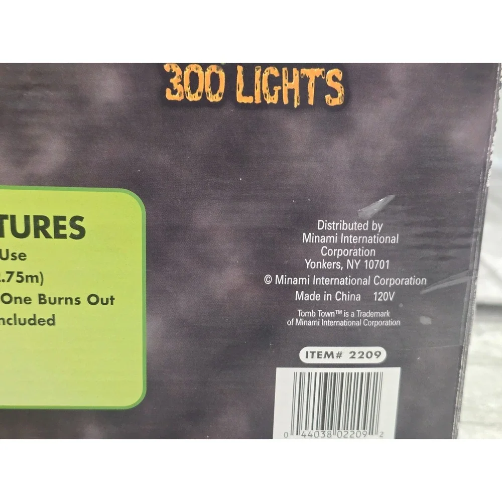 Tomb Town 300 Lights Halloween Spike Mini Lights Orange NOS New 9 Feet